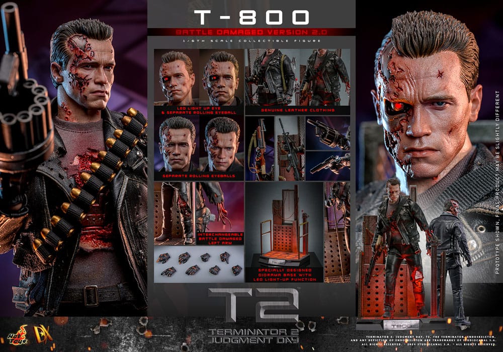 Figura Terminator 2 Figura 1/6 Movie Masterpiece T-800 Battle Damaged Version 2.0 32 cm Hot Toys